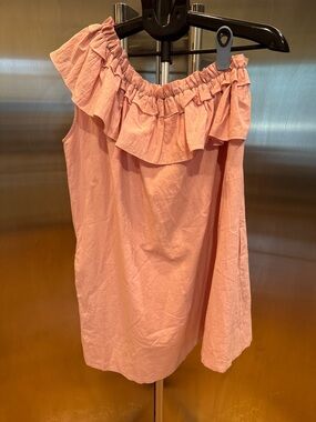 P Cill One-Shoulder Ruffle Top in Dusty Rose